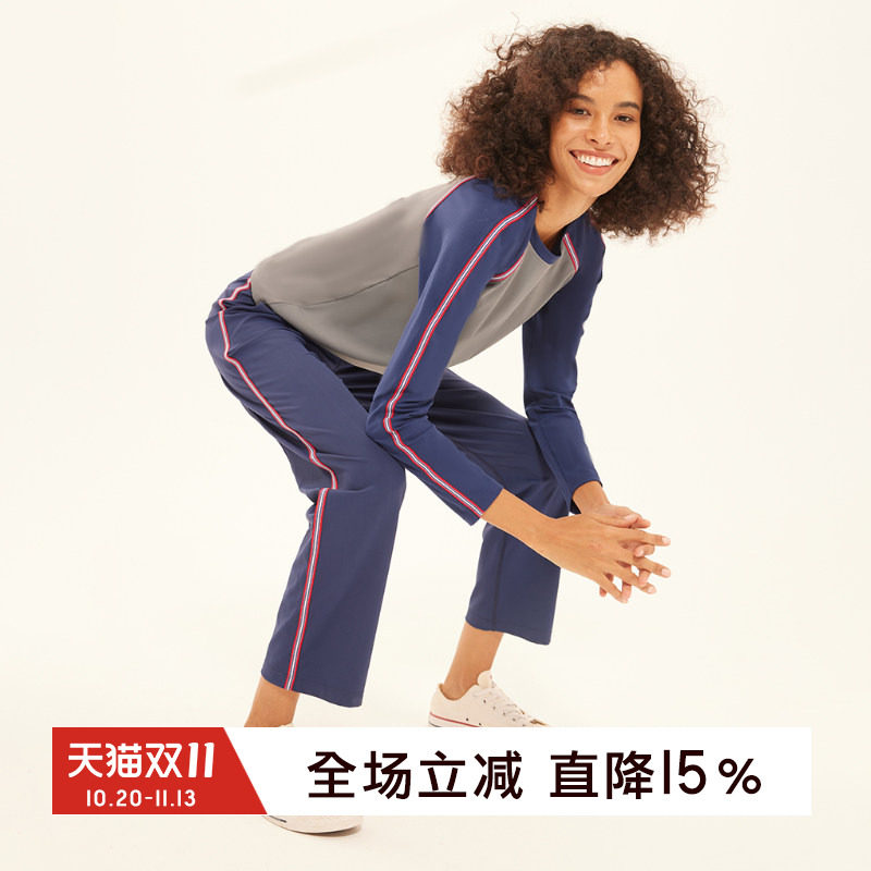 gymna复古运动健身衣弹力速干显瘦上衣休闲训练跑步长袖T恤秋新款