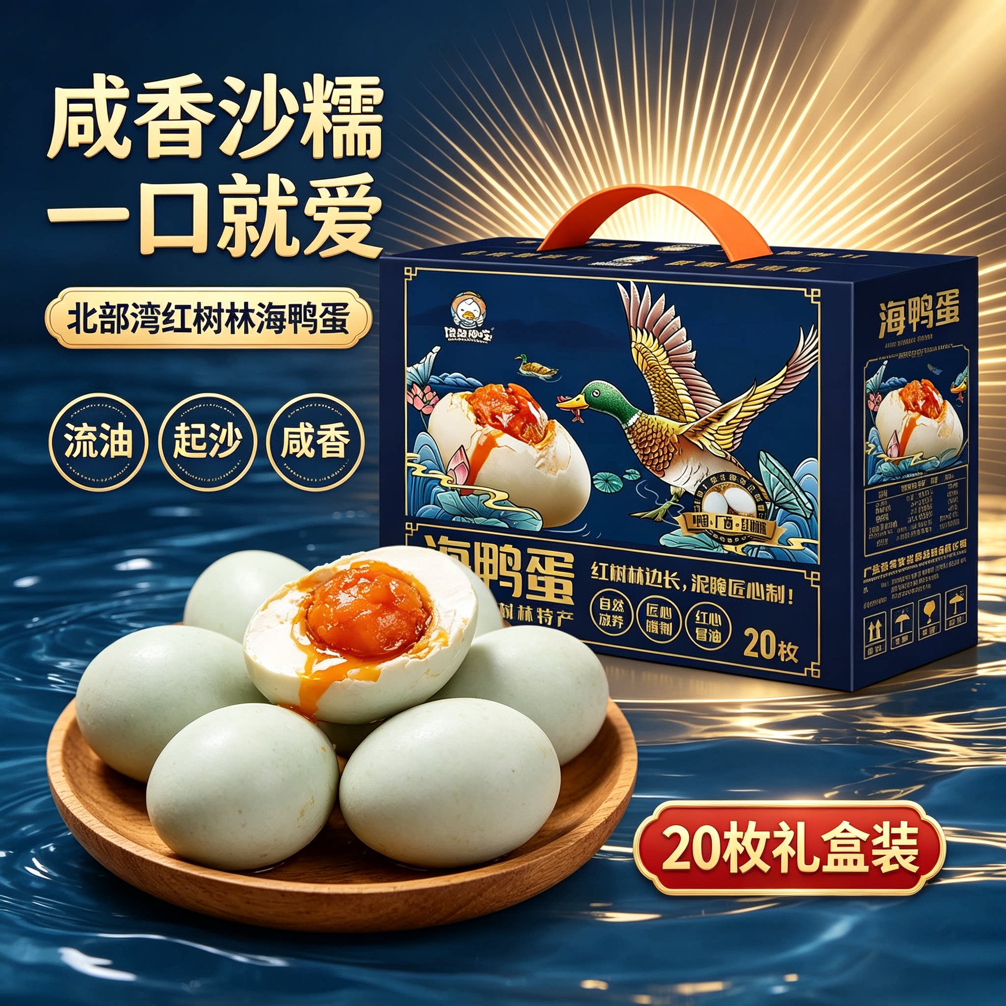 海鸭蛋广西咸鸭蛋黄蟹香流油爆汁松软蛋白咸香鲜美北部湾特产礼盒