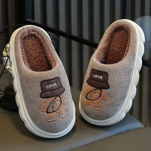棉拖鞋男女童冬天保暖居家室内学生大中孩亲子厚底防滑宝宝棉拖鞋