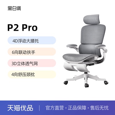 黑白调P2Pro人体工学椅子电脑椅家用舒适久坐办公椅学习椅电竞椅