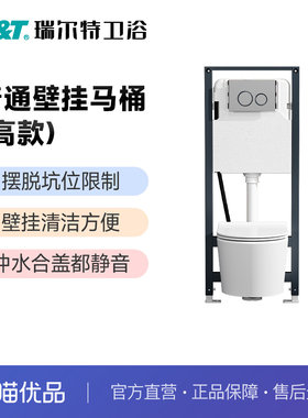 瑞尔特(R&T)普通壁挂马桶家用入墙式陶瓷隐藏普通壁挂式隐藏水箱