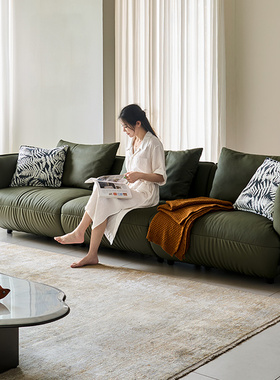 梦百合头层牛皮沙发轻奢0压沙发真皮高弹力直排三人位大沙发s812