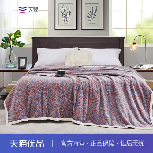 天琴莱茵烟花绒毯TQ-B110 双人毯盖毯180x200cm亲肤保暖条纹毯