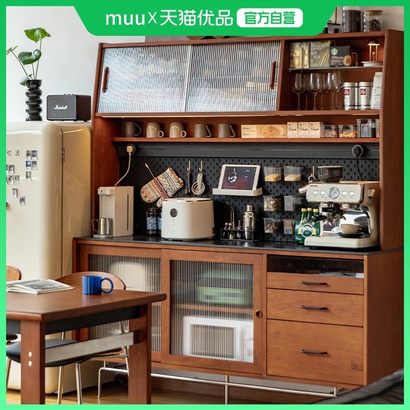 MUU实木餐边柜复古靠墙一体高柜北欧日式中古酒柜厨房收纳储物柜,住宅家具,餐边柜,淘宝优惠券,粉丝福利购,淘宝优惠卷