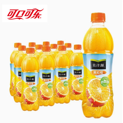 可口可乐美汁源果粒橙经典饮品450ML*24瓶装果味饮料整件装包邮
