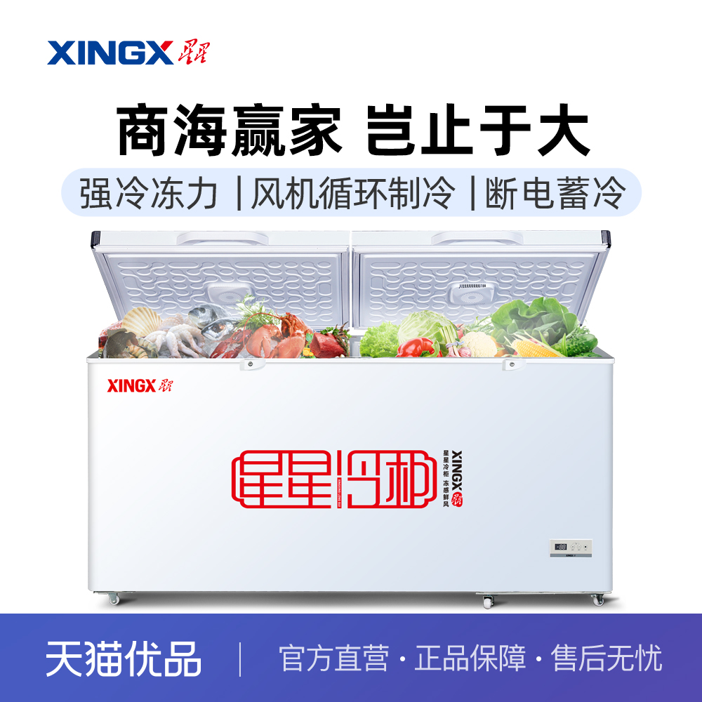 XINGX/星星 BD/BC-519E 双箱顶开 商用大型卧式单温雪柜 冷柜冰柜 大家电 卧式冷柜 原图主图