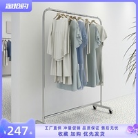 不锈钢女服装店展示挂衣架落地中岛龙门上墙陈列专用货架移动带轮