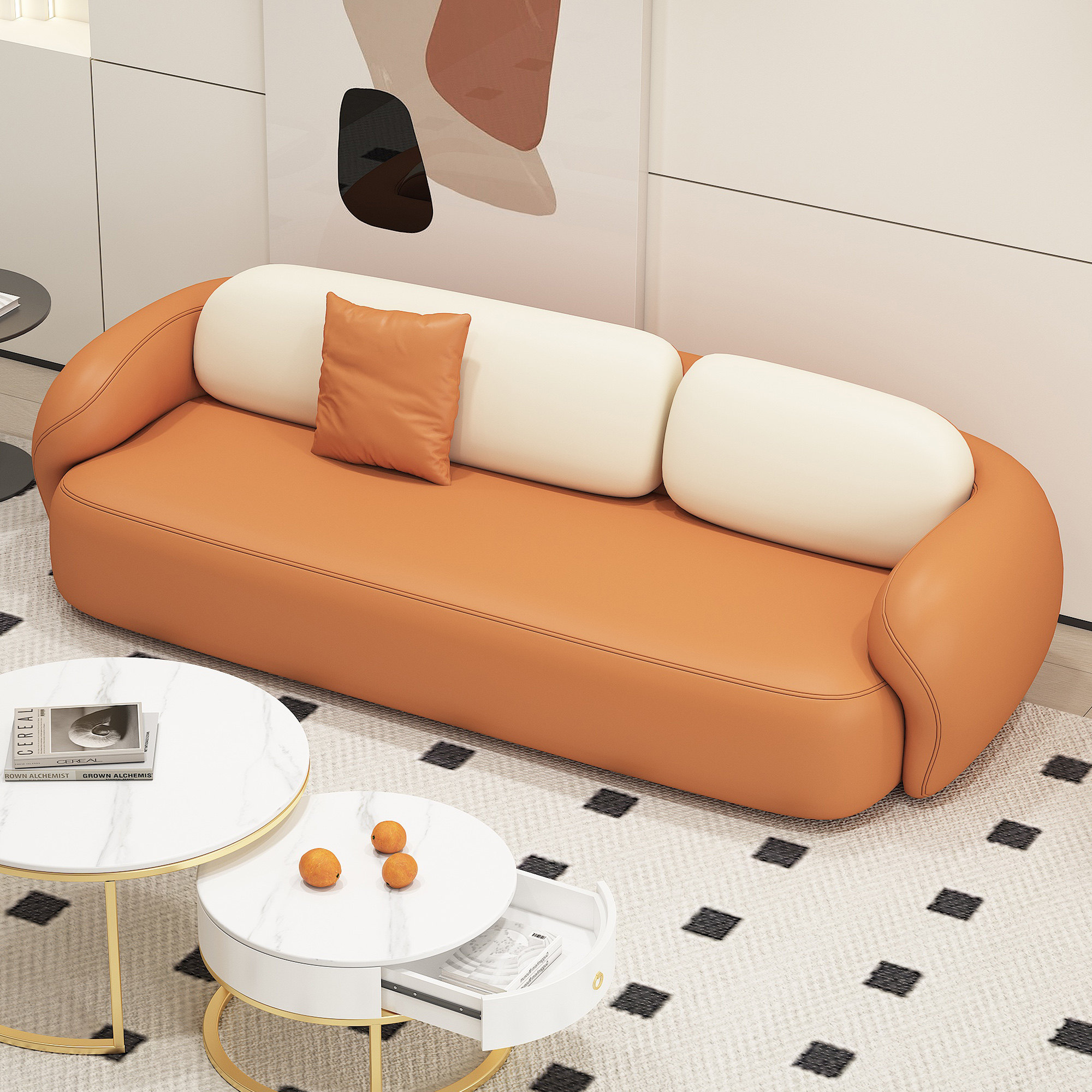 新款沙发客厅小户型轻奢猫抓皮美容院接待双人三人网红民宿出租房