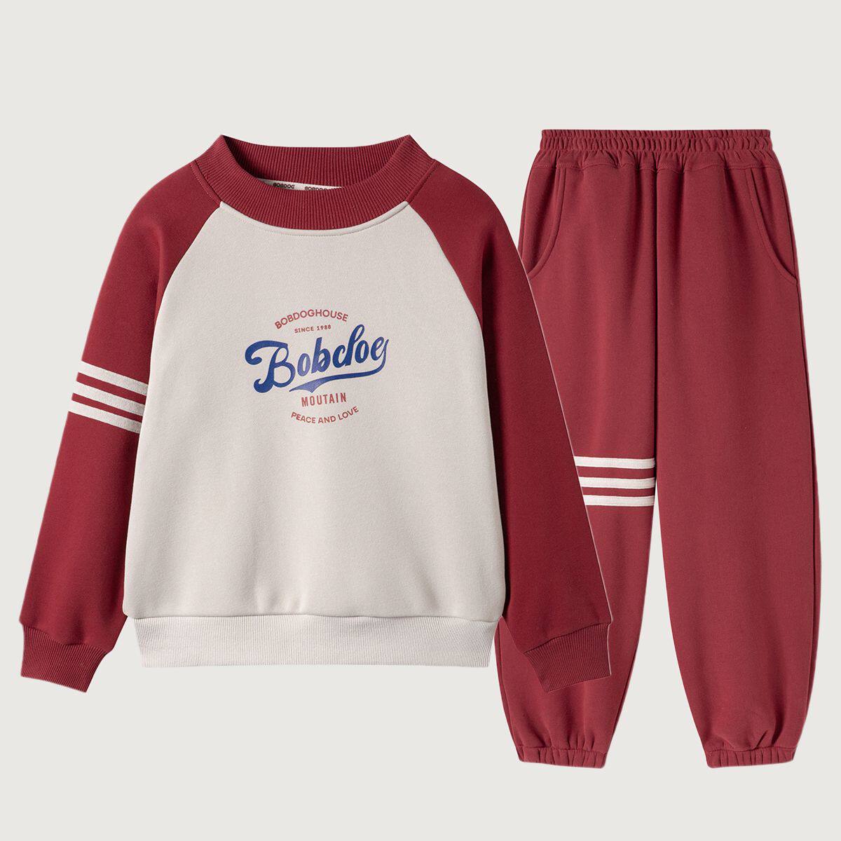 巴布豆童装儿童套装2025冬季新款加绒加厚保暖男女童中大童拜年服