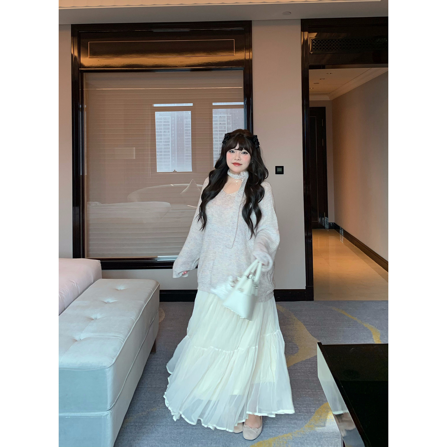 dese嘚瑟软糖大码慵懒风打褶半身裙春季新款气质高腰显瘦百搭长裙