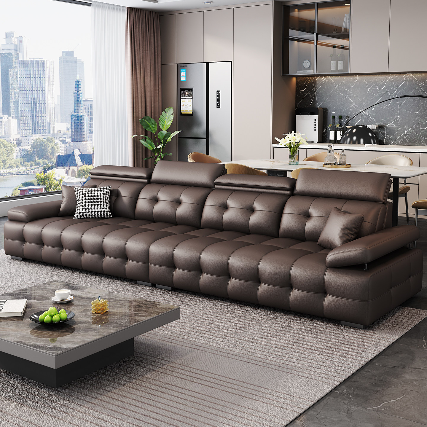 2025款现代劳伦斯沙发全真皮意式头层牛皮轻奢小户型客厅组合沙发