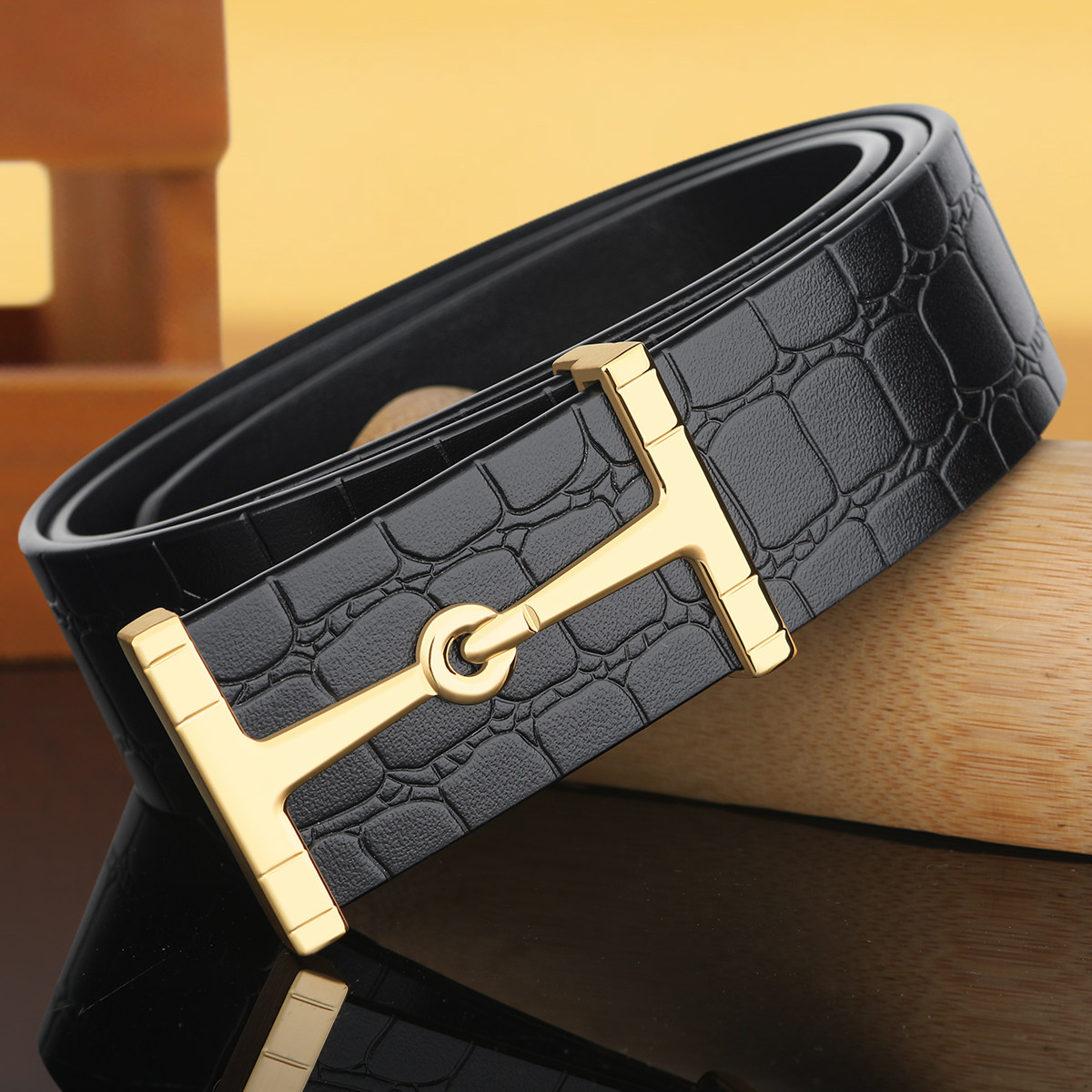 新款皮带男真皮平滑扣休闲时尚品牌高档纯头层牛皮正品男士裤腰带