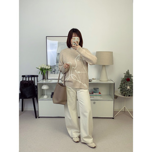 ZZ马年生肖刺绣！线条感装饰圆领套头毛衣针织上衣26春夏新款鸬鹚