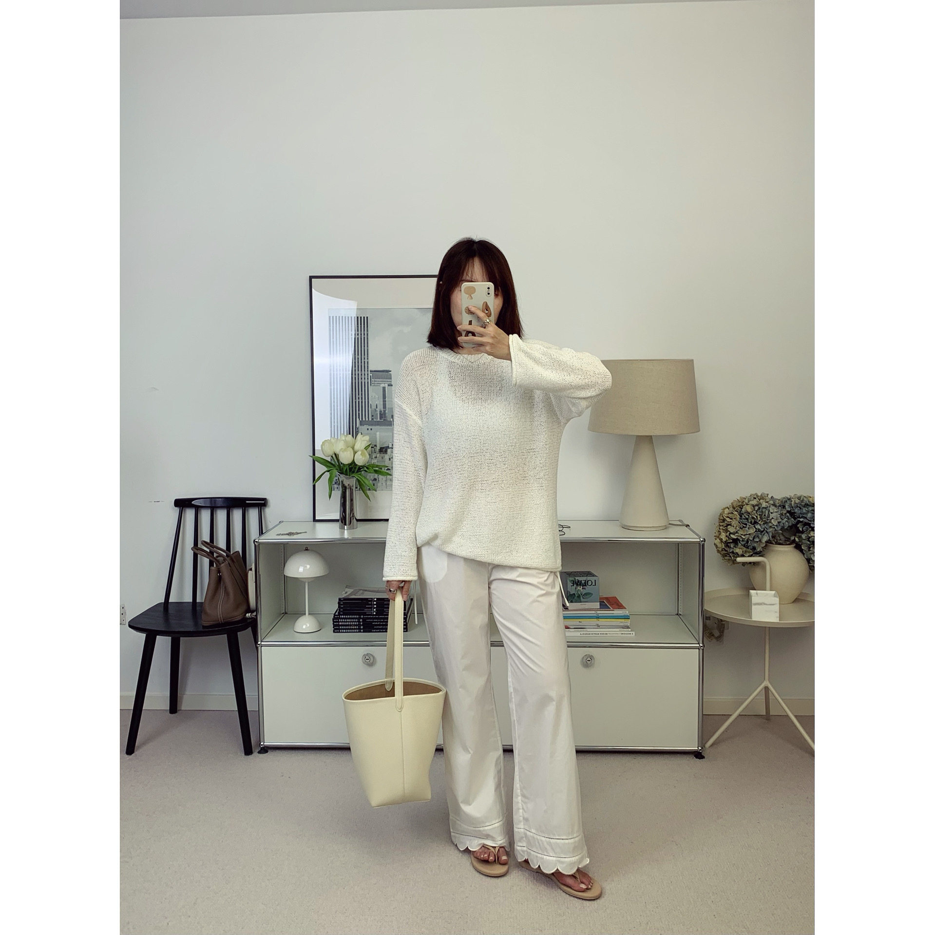 丹麦有机棉贝壳刺绣蕾丝花边镂空宽松白色休闲裤26夏新款【鸬鹚】