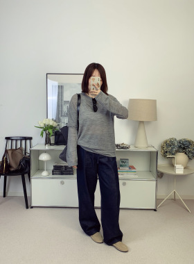 CS松紧腰系带轻薄牛仔阔腿宽松牛仔休闲裤 26春夏新款【鸬鹚】