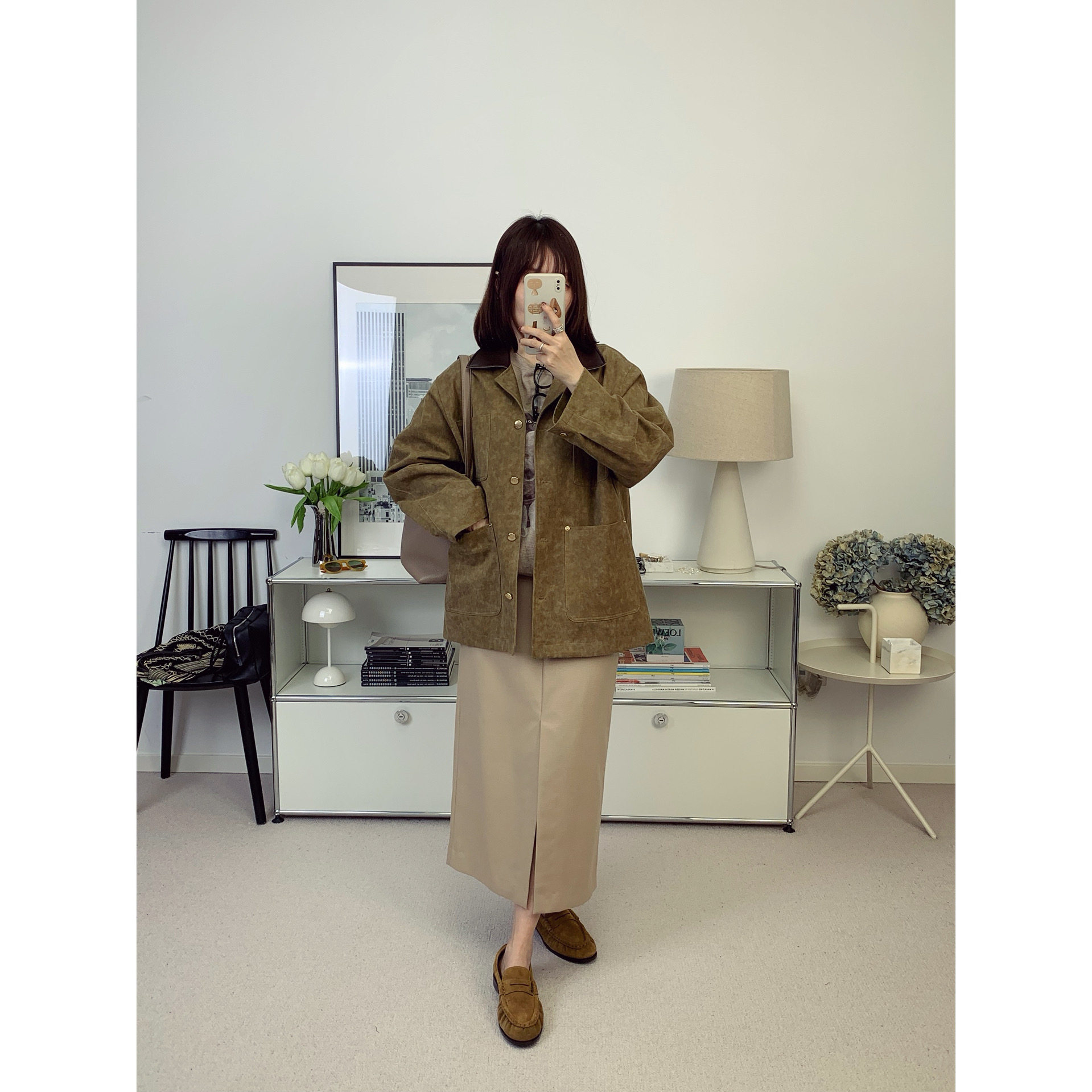 韩国dp孔孝真同款重磅水洗皮领工装外套夹克26春夏新款【鸬鹚】