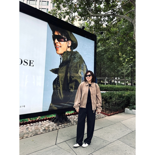 鸬鹚 26春夏新款 休闲裤 进口精纺羊毛时髦白线松紧腰微锥西裤