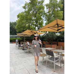 海滩椰林度假风印花天丝麻里棉宽松长袖T恤防晒衫26夏新款鸬鹚