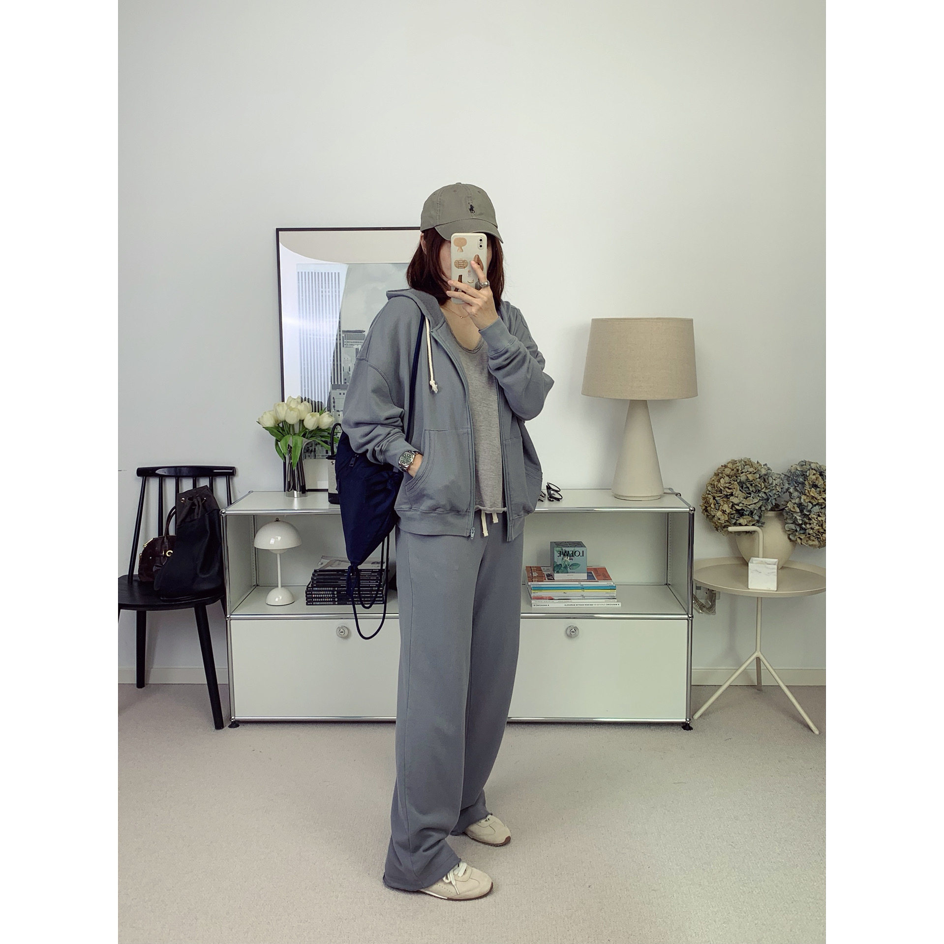 松弛AMV线圈棉水洗做旧感连帽拉链卫衣+抽绳卫裤26秋季新款鸬鹚