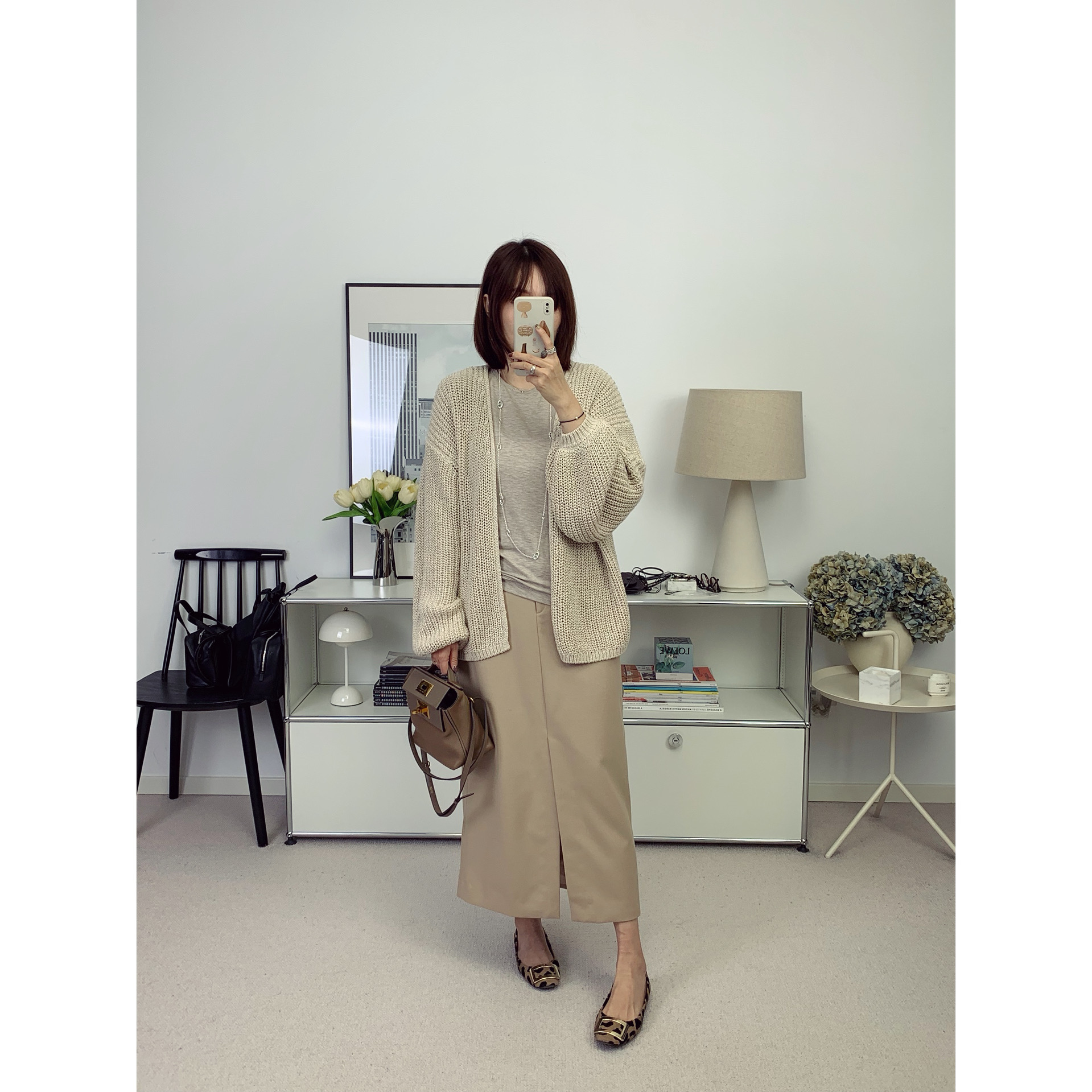 慵懒风粗棒针织镂空灯笼袖宽松开衫毛衣25秋冬新款【鸬鹚】