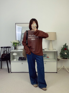 北欧ac风格1996字母印花做旧薄款长袖26早春新款【鸬鹚】