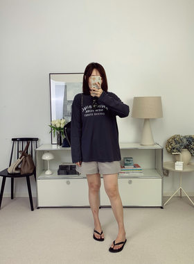 AB超柔棉轻薄款字母印花宽松长袖T恤女26秋冬新款【鸬鹚】