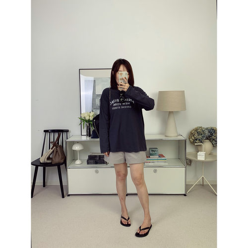 AB超柔棉轻薄款字母印花宽松长袖T恤女26秋冬新款【鸬鹚】