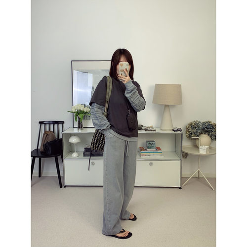 韩国LC设计感假两件拼接条纹T恤上衣26春夏新款【鸬鹚】