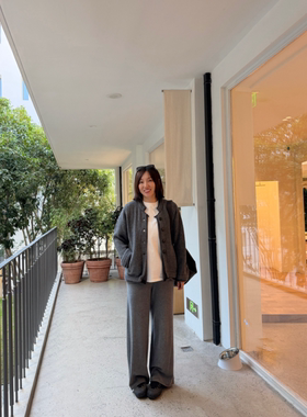 cote小众设计复古时髦卷边假两件罗纹羊毛针织开衫25秋冬新款鸬鹚