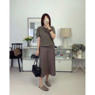鸬鹚私服精致通勤族精纺羊毛垂坠遮胯A字中长半裙26夏新款鸬鹚