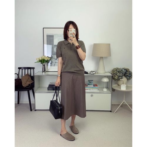鸬鹚私服精致通勤族精纺羊毛垂坠遮胯A字中长半裙26夏新款鸬鹚