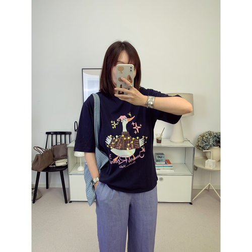 童趣歌唱小鸭！ JR肤感麻里棉童趣印花宽松轻薄短袖T恤26夏新款
