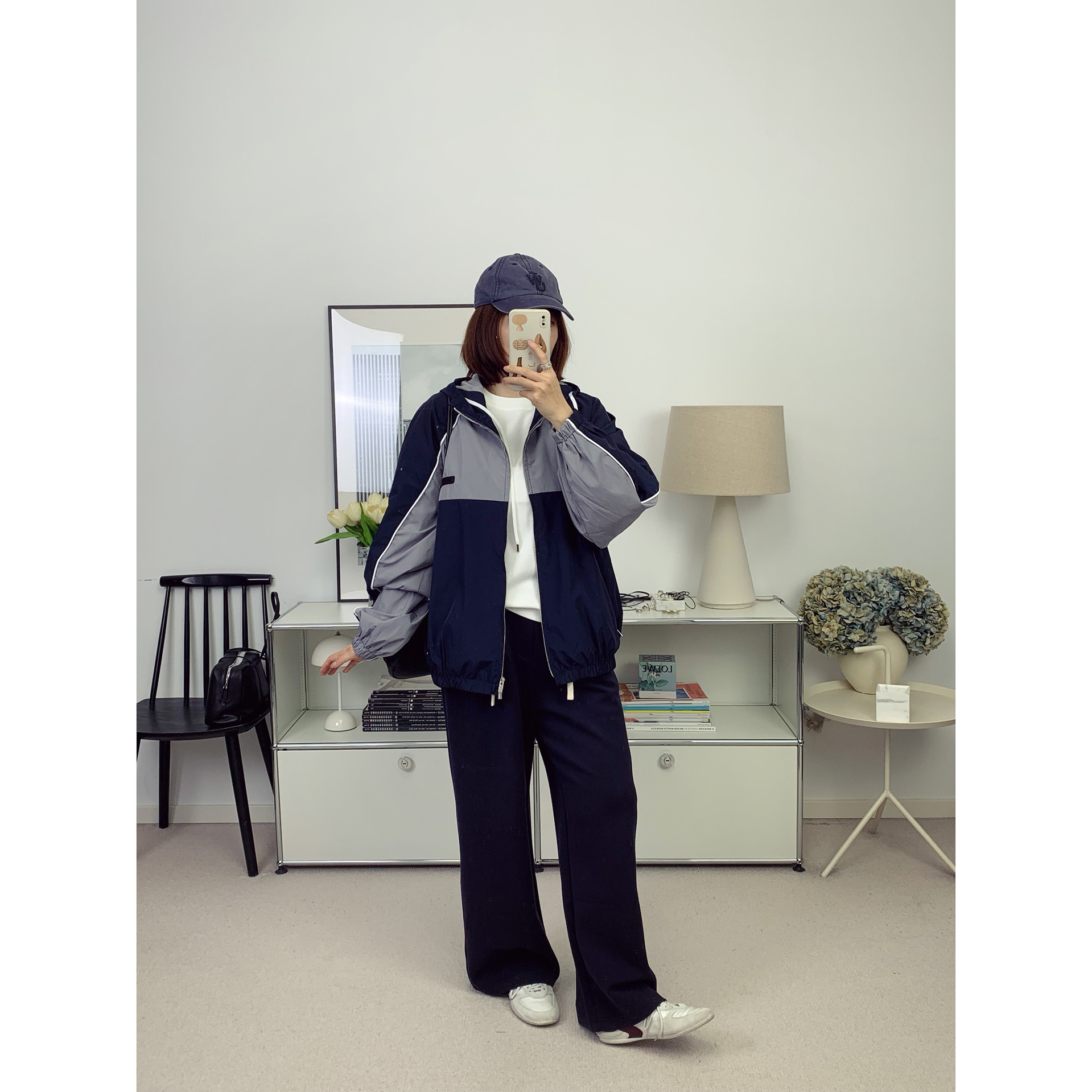 miu风格撞色设计宽松拉链尼龙外套风衣夹克25秋冬新款【鸬鹚】