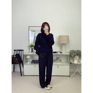 进口精纺羊毛时髦白线松紧腰微锥西裤休闲裤25秋冬新款【鸬鹚】