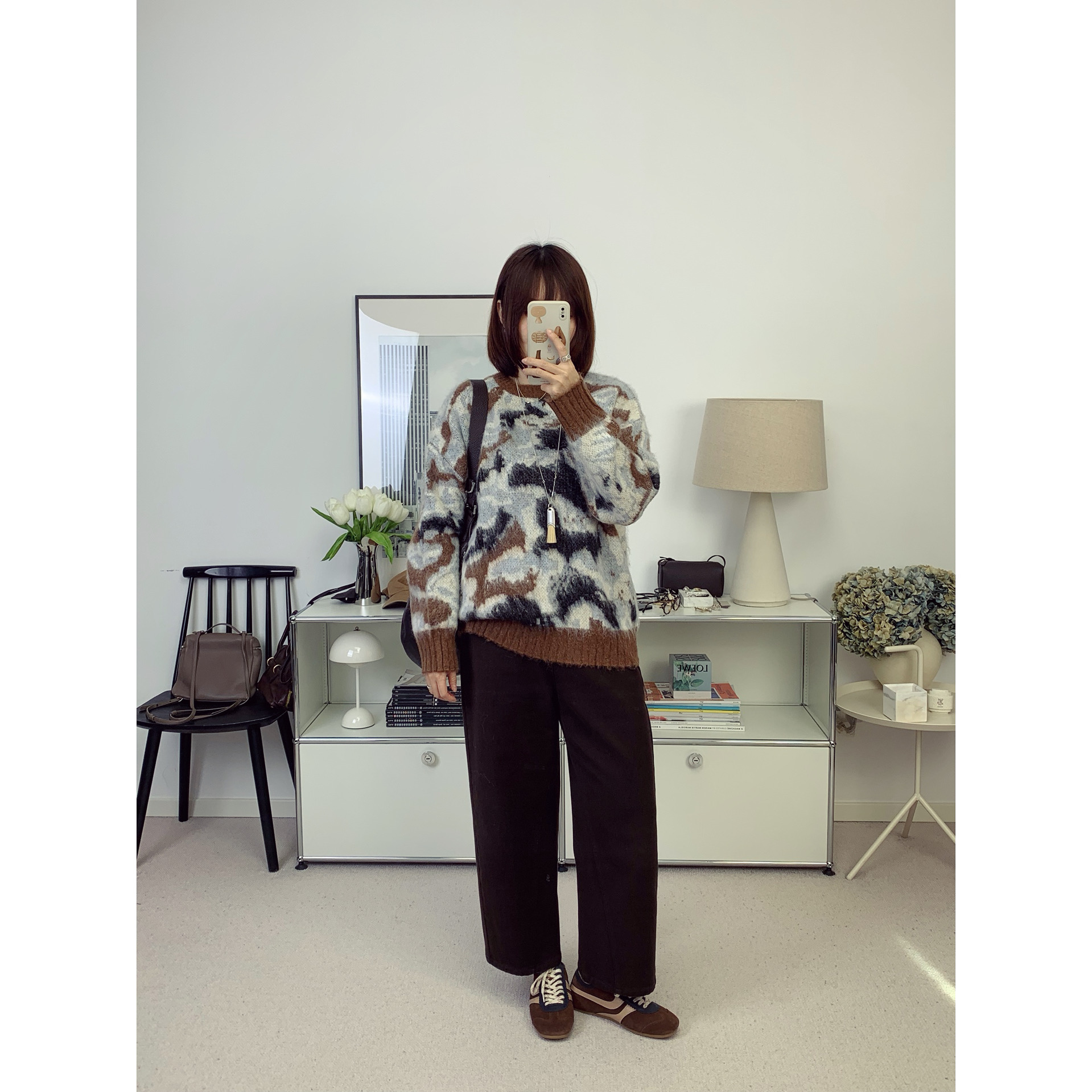 洋气深棕色茧型立体剪裁薄绒宽松休闲牛仔裤25秋冬新款【鸬鹚】