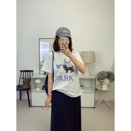 jennie同款韩系LC涂鸦狗狗宽松T恤短袖上衣26夏新款【鸬鹚】