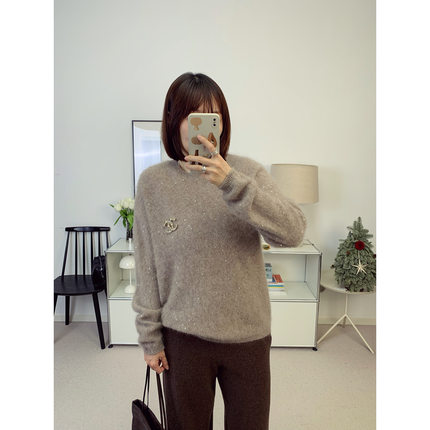 满天星软糯毛衣！亮片拉毛羊绒混纺亲肤针织衫过年毛衣26春夏新款