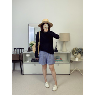老钱风！高品质亚麻侧面镂空织带松紧腰宽松亚麻短裤26夏新款鸬鹚