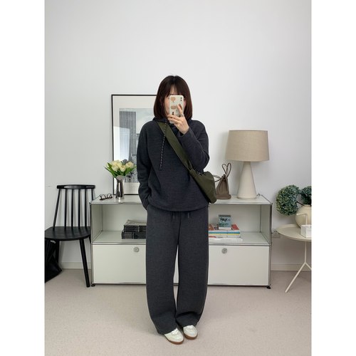 自线羊毛混纺立领连帽针织衫上衣抽绳帽衫25早春新款【鸬鹚】