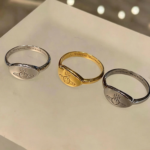 西太后Vivienne土星椭圆戒指小众高级感极简金属指环刻印印章简约