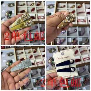 101-发夹韩版格子布艺水滴形发夹女甜美少女刘海夹侧边bb夹头饰