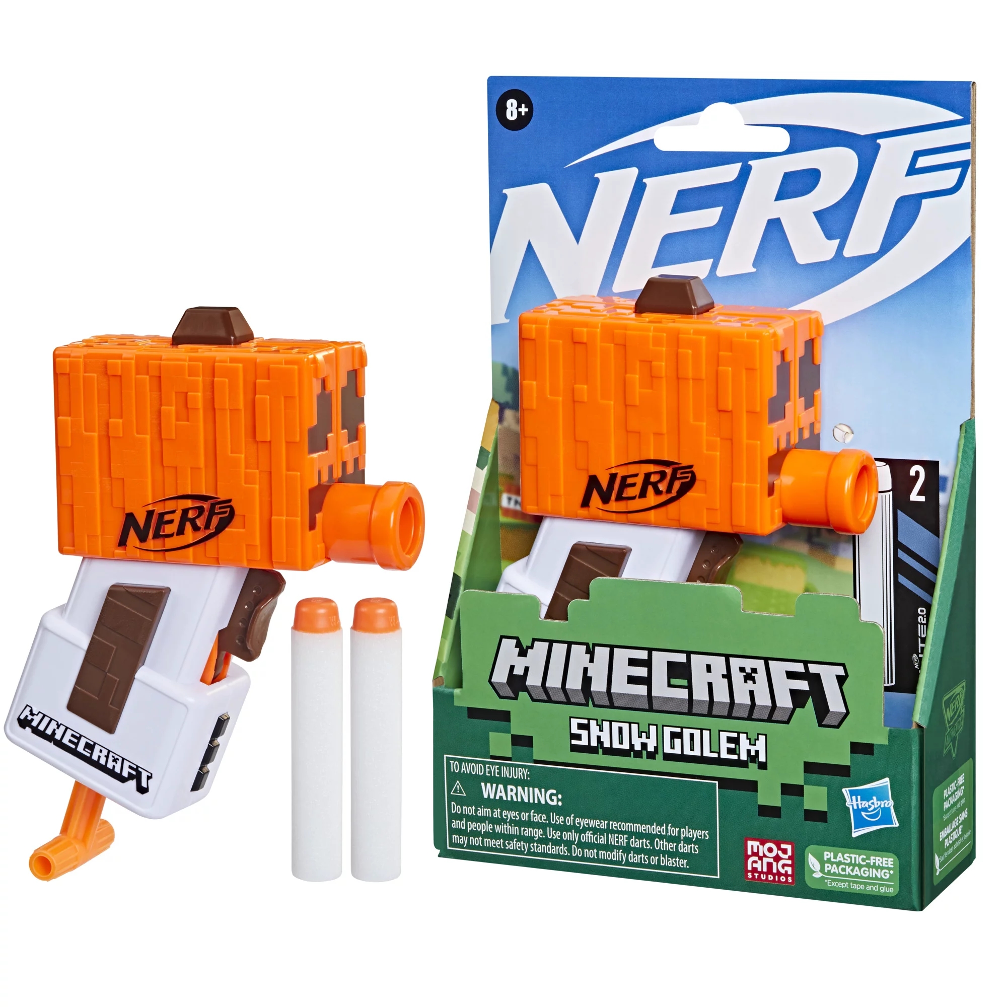 孩之宝Nerf Minecraft我的世界jolt雪傀儡软弹发射器儿童玩具枪