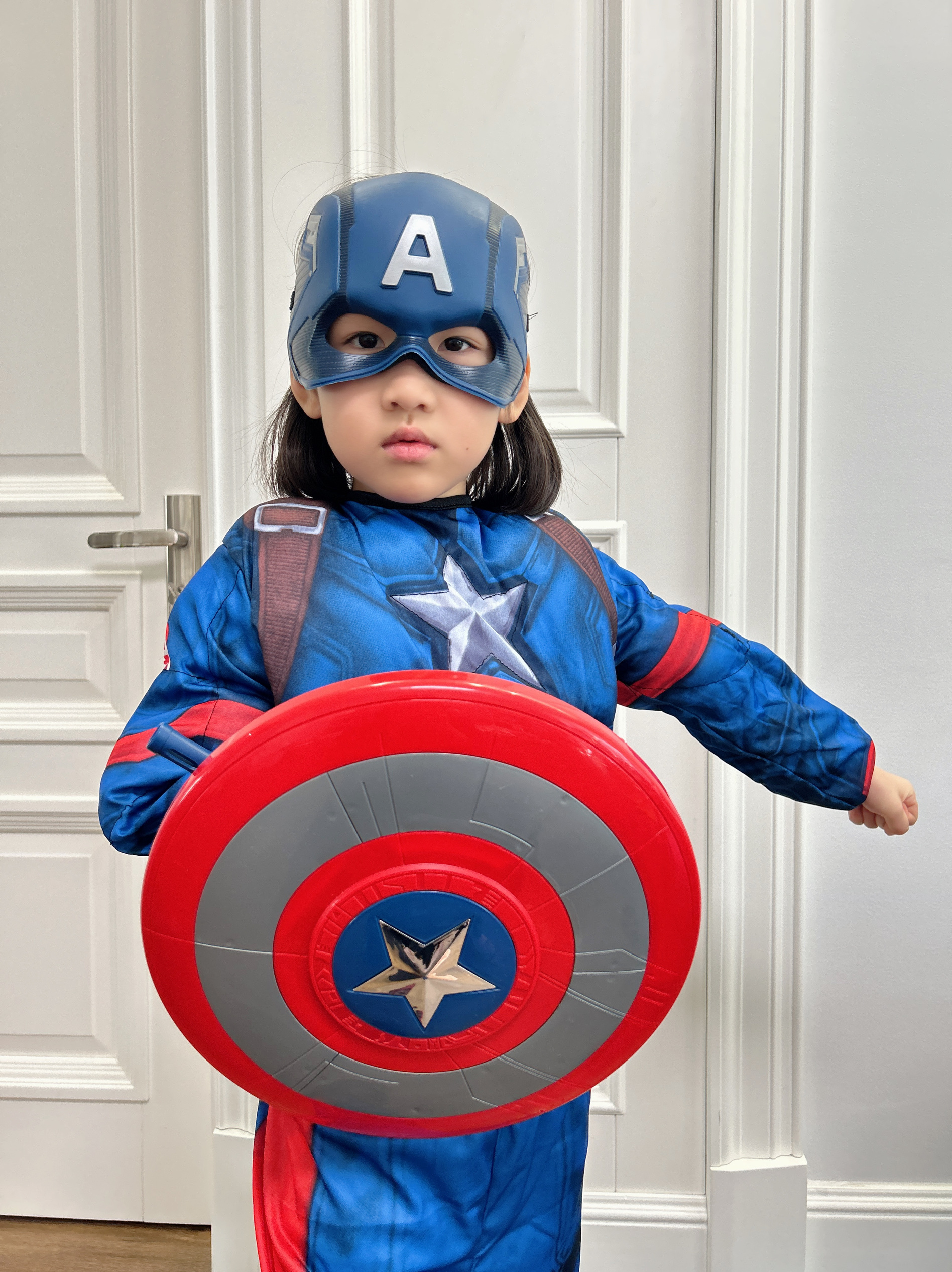 儿童万圣节外贸出口RUBIES美国队长面具cos服装 漫威 幼儿园走秀