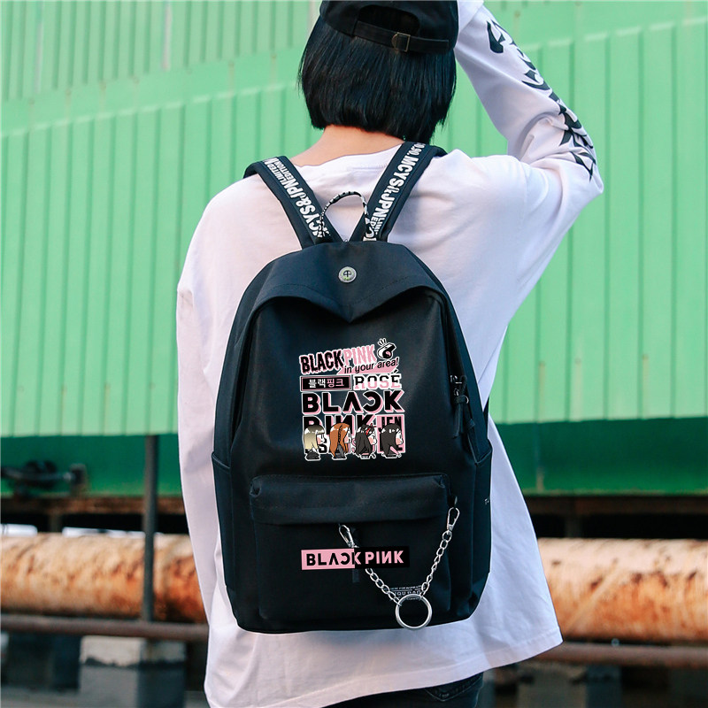 BLACKPINK PINK PERIPHERALSLISA KIM JISOO SUPPORTS THE SAME STUDENT SCHOOL BAG BACKPACK BACKPACK WOMENS KOREAN VERSION