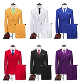 套装 白色双排扣修身 西装 商务休闲正装 主持舞台演出礼服 西服男大码