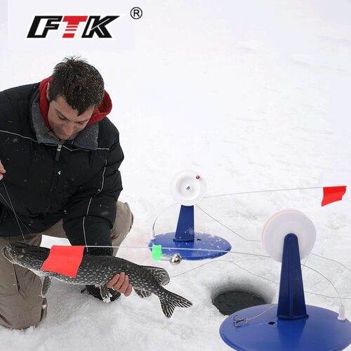 FTK自动冰钓竿雪地冰钓旗便携自动浮水钓鱼台超短冰跨境批发