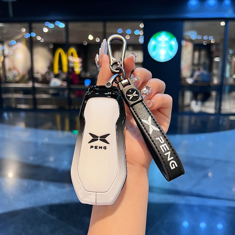 专用25款小鹏X9山羊皮钥匙套金属G6全P7i壳G9扣P5简约G3新款