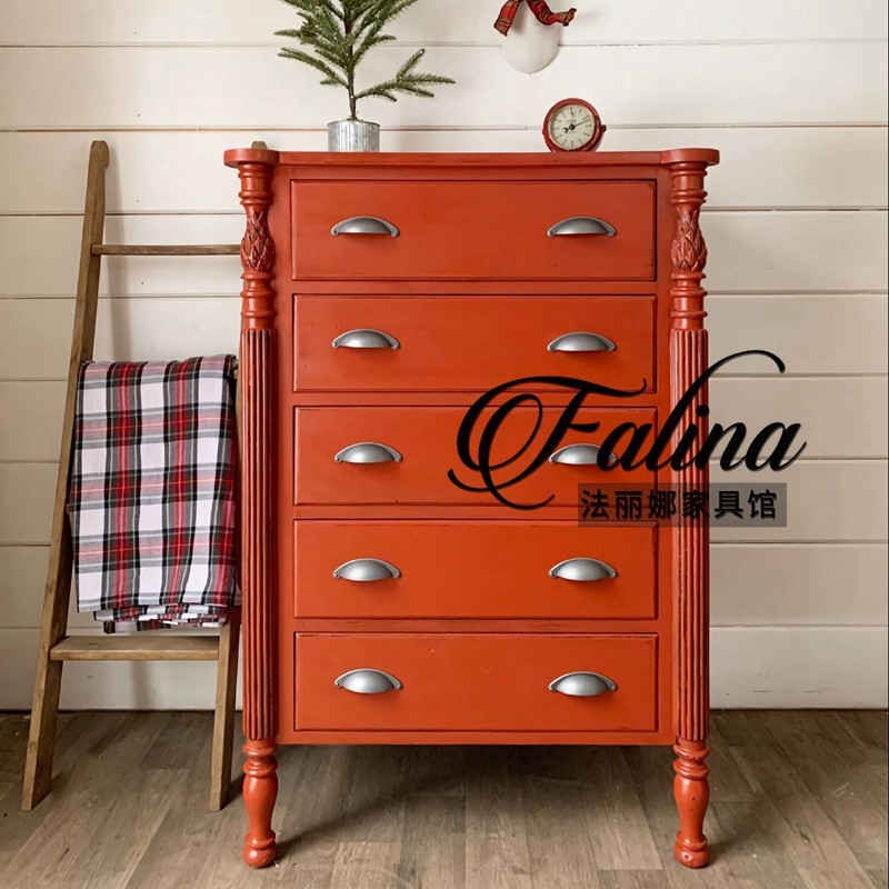 法式复古五斗柜客厅靠墙抽屉置物柜美式轻奢高级感卧室收纳储物柜