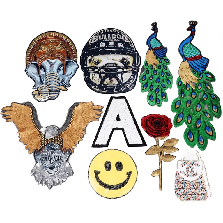 时尚亮片手缝卡通补丁贴服装辅料演出服装饰贴花补贴珠片衣服布贴