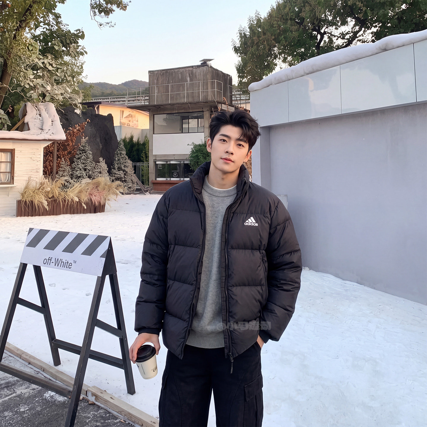 adidas阿迪达斯保暖外套运动休闲立领鸭绒短款羽绒服男女款GV5350